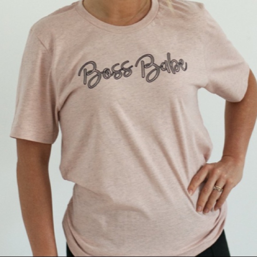 Pale pink boss babe tee